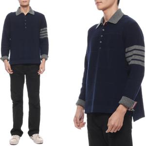 [톰브라운(잡화)]24FW 남성 사선 스트라이프 울 폴로 니트 (MKP127A Y1030 415 24F)