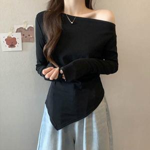 [어썸] V5/멜로리 언발 오프숄더 긴팔 티셔츠_263597