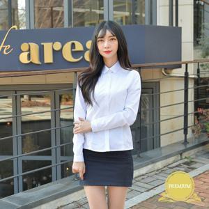 [교복몰]프리미엄 여성 각카라 화이트셔츠 (각카라 밝은블루)