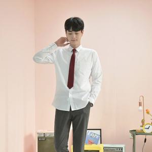 [교복몰]프리미엄 스판 남성 화이트 셔츠 (그레이체크)