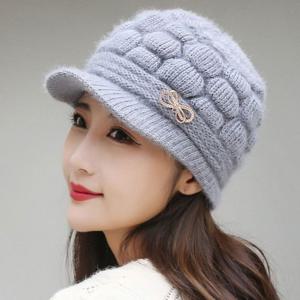 리본 마름모 패턴 캡비니 여성 겨울 모자 패션