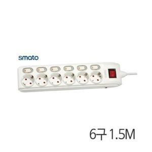 SMATO 멀티탭 6구 2호 길이 1.5M 개별차단 102-6430