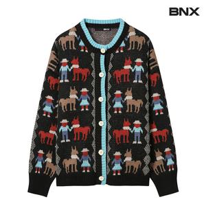 [비엔엑스]자가드 패턴 박스핏 니트가디건 (BW4CD034L0)