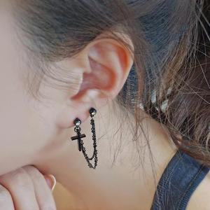 [STUDIO JEWEL] 블랙 십자가 써지컬스틸 체인피어싱