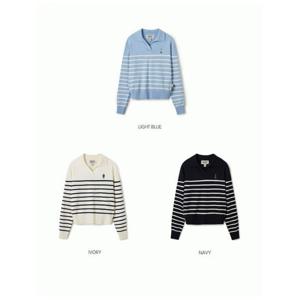 [후아유]여성용 스티브  오픈 카라 스트라이프 니트 / Steve Open Collar Stripe Pullover WHKAF2353F