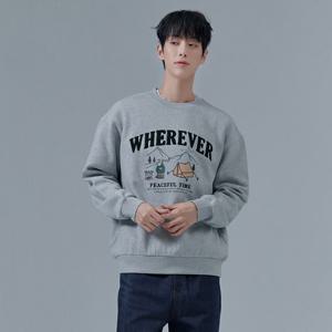 공용 부클 앞판 캐릭터 기모 맨투맨 티셔츠-CFRU5124D0B