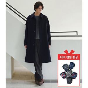 [맨잇슈트]네이비 울혼방 솔리드 세미오버핏  발마칸 코트 (126) + 타이증정