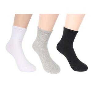 여성양말 베이직 무지 면 중목 (한국산) 3족세트