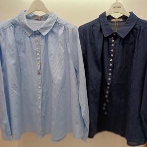Latium HC06 팔뚝 품 넉넉한 봄 여름 언발 클래식 남방형 데일리 세로 셔츠블라우스 T2521bl02