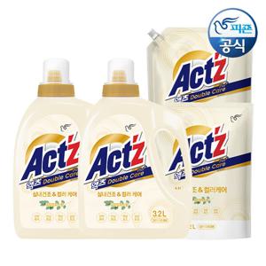 액츠 세탁세제 더블케어플러스(일반/드럼 겸용) 3.2L 용기 x 2개 + 2.2L 리필 x 2개