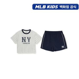 MLB키즈 여아 바시티 스트라이프 반팔세트 (7FS1V115350NYS)