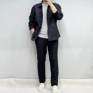 [바쏘옴므]오버핏 블랙 바람막이형 셔켓 셔츠남방 WSY1TT32ABK