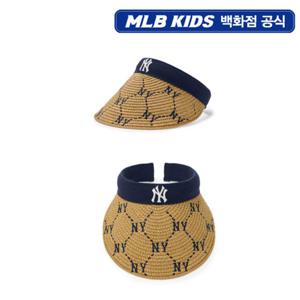 [MLB키즈PG] 다이아 모노그램 라피아 썬캡 (7ASCMD253-50NYS)
