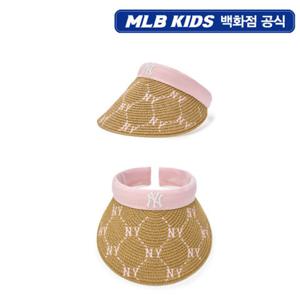 [MLB키즈PG] 다이아 모노그램 라피아 썬캡 (7ASCMD253-50PKL)