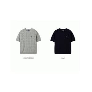[후아유]공용 스티브 케이블 라운드넥 반팔 니트/ Steve Cable Short Sleeve Sweater (U) WHKAF2411U