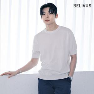 [빌리버스]빌리버스 남성 여름 라운드 무지 니트 반팔티 BRE026