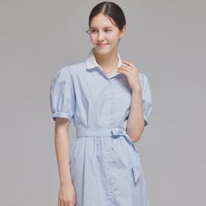 FOCUS  카라 배색 스트라이프 롱 원피스 PBINF5M1OP3311