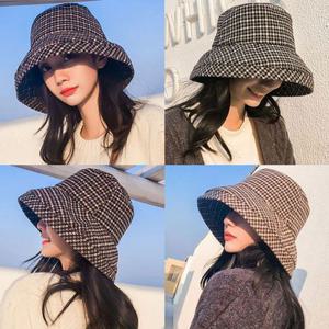 오버핏버킷햇 체크벙거지S982모직체크