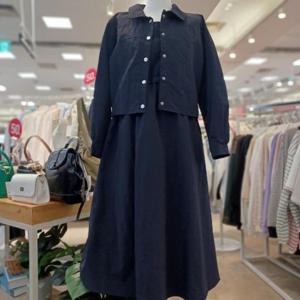 Latium HC06 A라인 플레어 주머니 원피스 숏짧은 카라 쟈켓 로이스바스락 투피스세트 T2523se03N