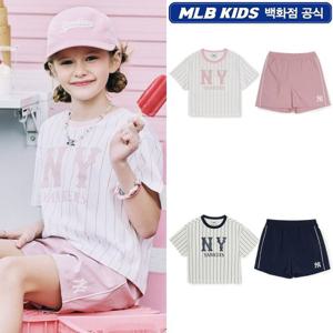 MLB키즈 여아 바시티 스트라이프 반팔세트 (7FS1V1153)