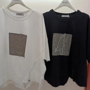Destijl HC06 루즈핏 감촉좋은 5부소매 휴먼 데일리 라운드 반팔 티셔츠 D2523ts22