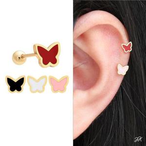 14K 금침 골드 나비 레이어드 피어싱