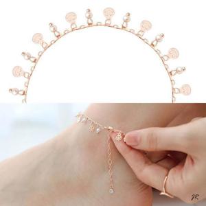 14KGP 스마일 진주 드롭 로즈골드 체인 패션 발찌