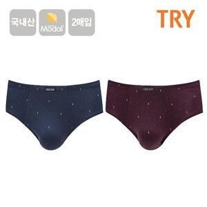 TRY 국내산 남성 삼각팬티 모달소재 위버 브리프 2매