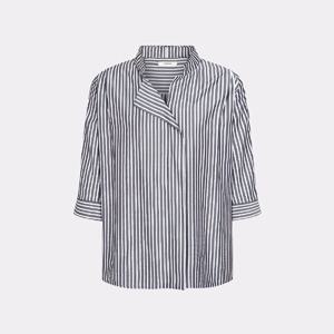 [캐리스노트]24년 봄 여름 데일리룩 루즈핏 5부 소매 스트라이프 셔츠 블랙 CN4MBL004-GB