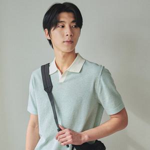 [폴햄]남성) 슬릿넥 플레인 반팔 니트 (PHF2ET1040)