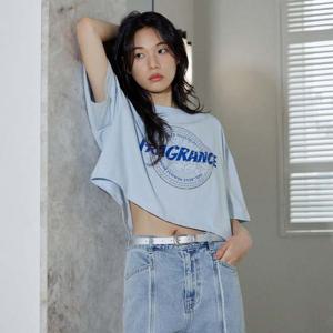 [랩]원형 레터링 크랍 박시티셔츠(AR2CT561)