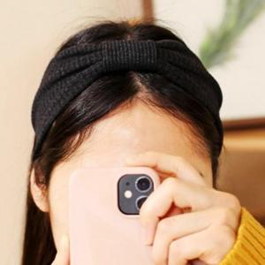 리본 골지 터번 헤어밴드 진그레이 머리띠