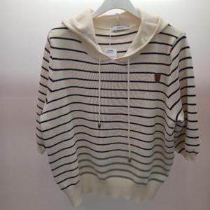 Destijl HC06 기본 단가라 스트라이프 5부 반팔 곰후드 벌집 니트티 D2523sw29I