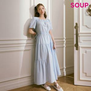 [숲]스퀘어낵 백리본 허리끈 롱원피스(SB5OP90)