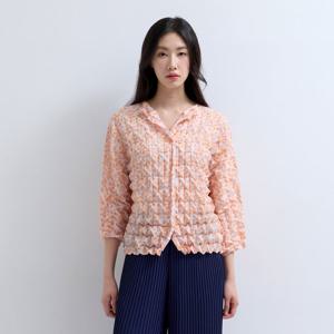 [플리츠미(여성)]팝콘 프린트 스퀘어 핸드 플리츠 숏 자켓_PPJKM025008