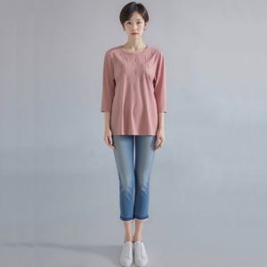 [모라도]24년 봄 여름 중년 여성 이슬비 핫피스 라운드 티RNM8PO496F-CC