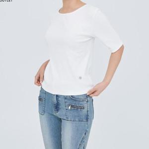 잠뱅이 HC09 여성 골지 보트넥 반팔 티셔츠 AP2WTS 360 WH