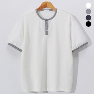 [더맨쉽] 와플 링거티 스판 반팔 헨리넥 티셔츠 DRRT7603