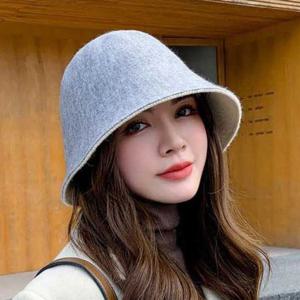 [에이치플러스몰]여성 모직버킷햇 양면배색 벙거지 왕골모자 SL