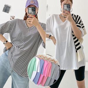 [비비드글램]여성 브이넥 루즈핏 박스티 8color 국내생산 코튼티