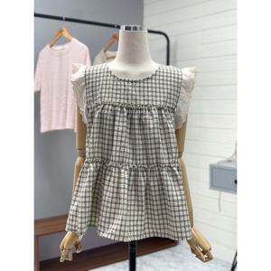 [애티쉬]체크 레이스 나시블라우스 BBS1R749