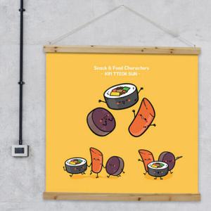 아트박스/꾸밈 is843-우드스크롤_90CmX90Cm-음식캐릭터(분식)