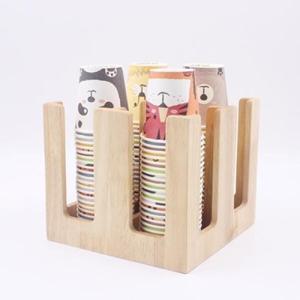 아트박스/디자인엔씨 원목 종이컵 사각 4구 디스팬서