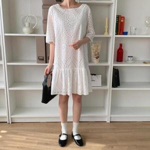 아트박스/옷자락 여자 크로쉐 플레어 a라인 펀칭 원피스