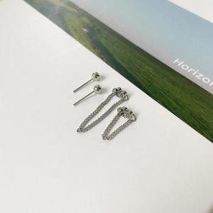 아트박스/이룸 베이직 심플 라운드 체인 귀걸이 2pcs