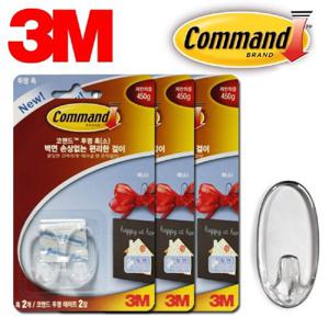 3M 타원 투명 후크걸이 소 6P 플라스틱고리 다목적고리 다용도고리 다용도부착식고리 부착식고리 도어후크