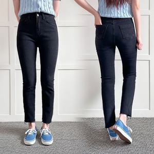 [아이우먼]빅사이즈스키니 P499L506 고탄력밴드블랙데님팬츠 LO