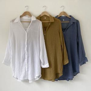 [아이우먼]빅사이즈루즈셔츠 P456L506 데일리아사면카라롱남방 IR