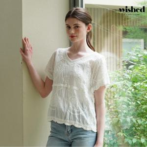 [위시드]물결 펀칭 반팔 블라우스 (WICBBL061)