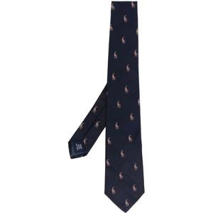 랄프로렌 네이비 블루 자수 실크 타이 712883557003 NAVY